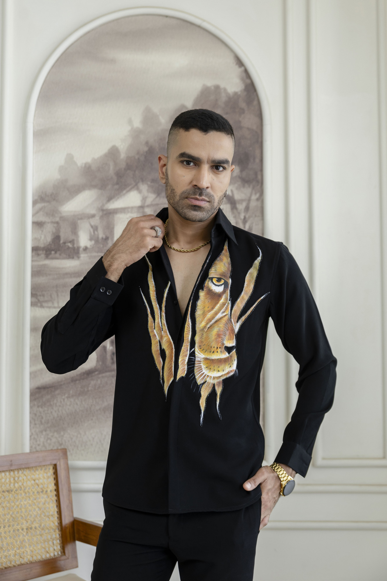 Japanese Lion Handpainted Shirt