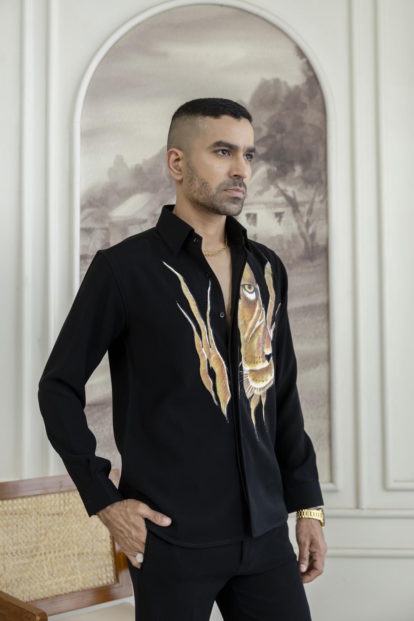 Japanese Lion Handpainted Shirt