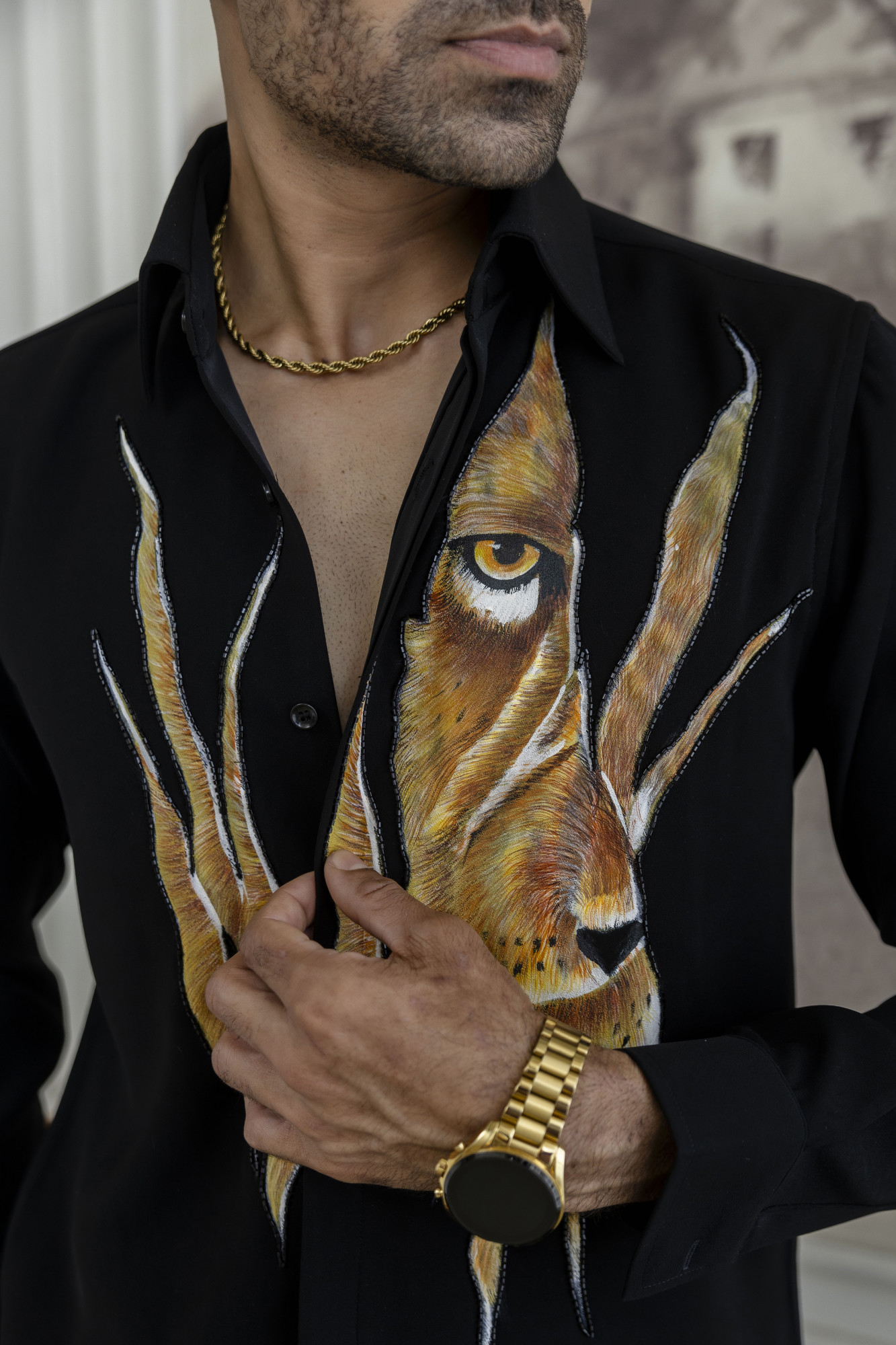 Japanese Lion Handpainted Shirt