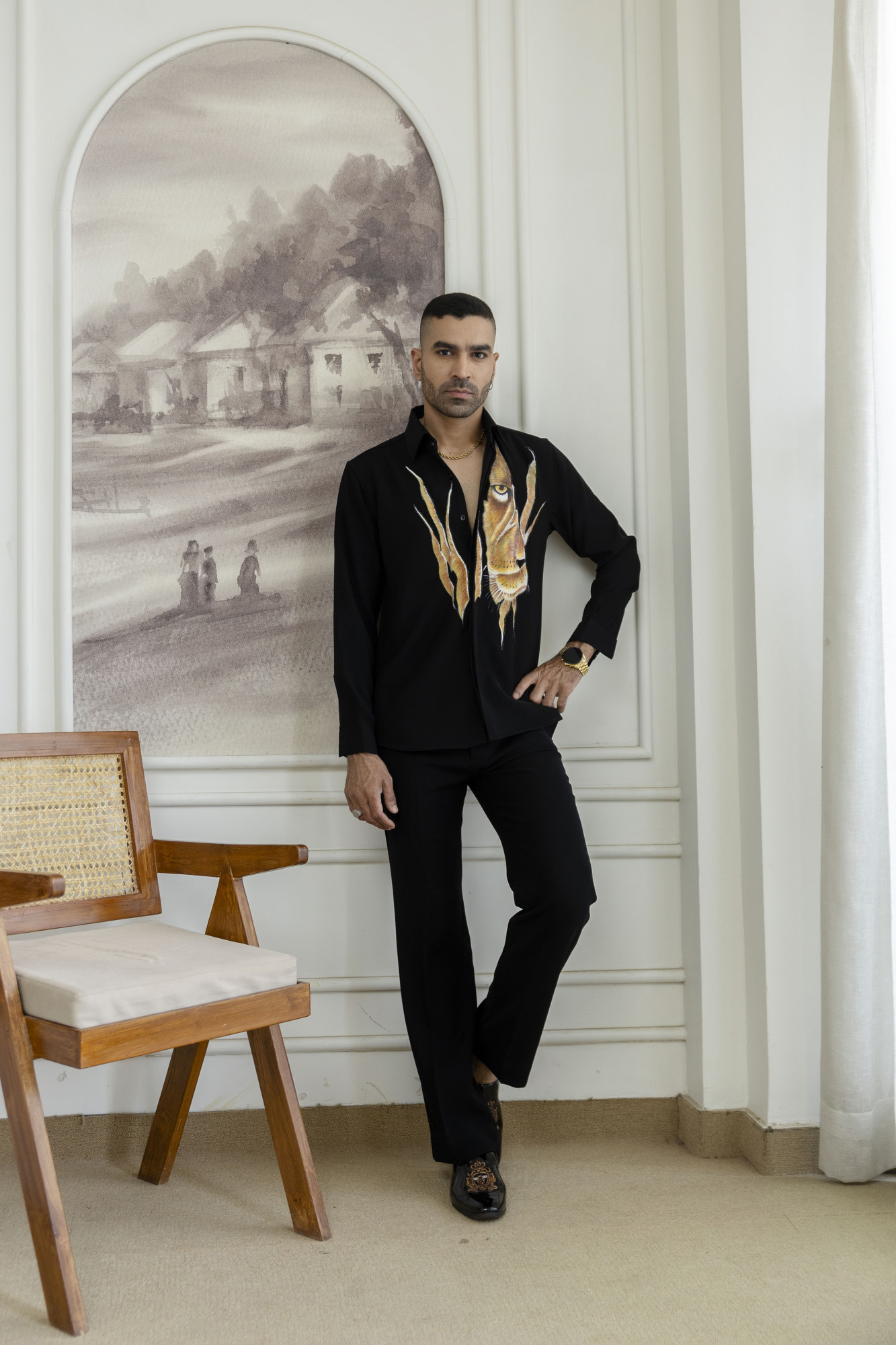 Japanese Lion Handpainted Shirt