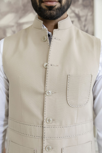 Threaded Half Jacket In Beige