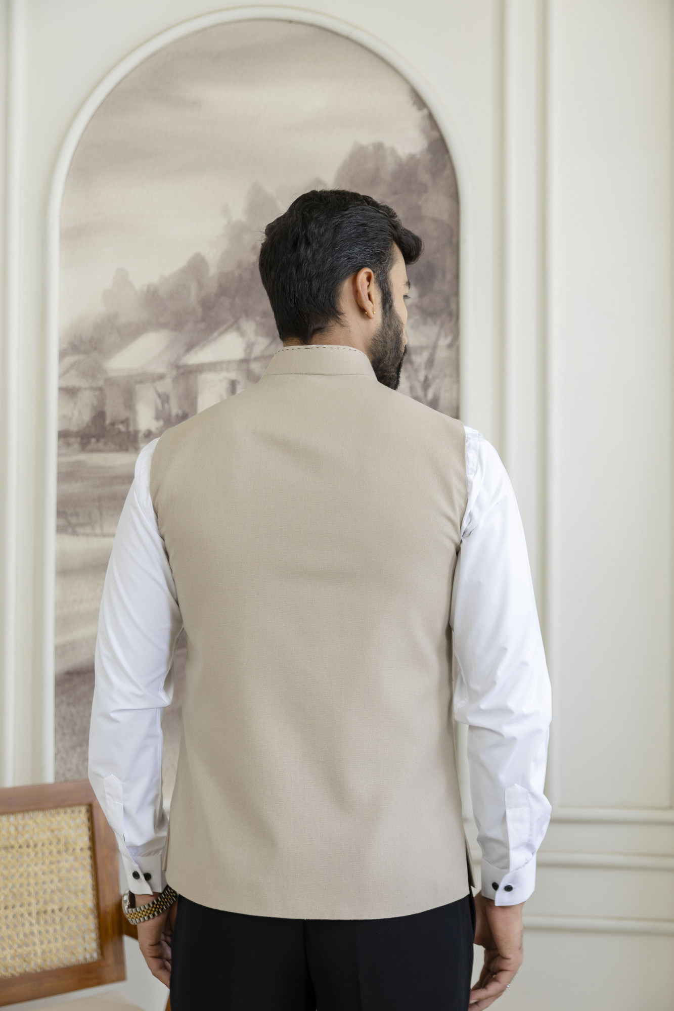 Threaded Half Jacket In Beige