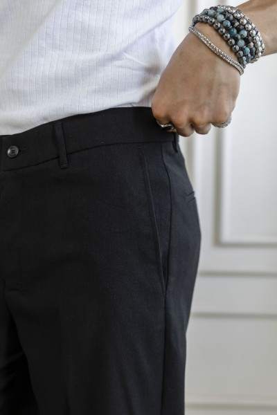 Flared Linen Pants In Black