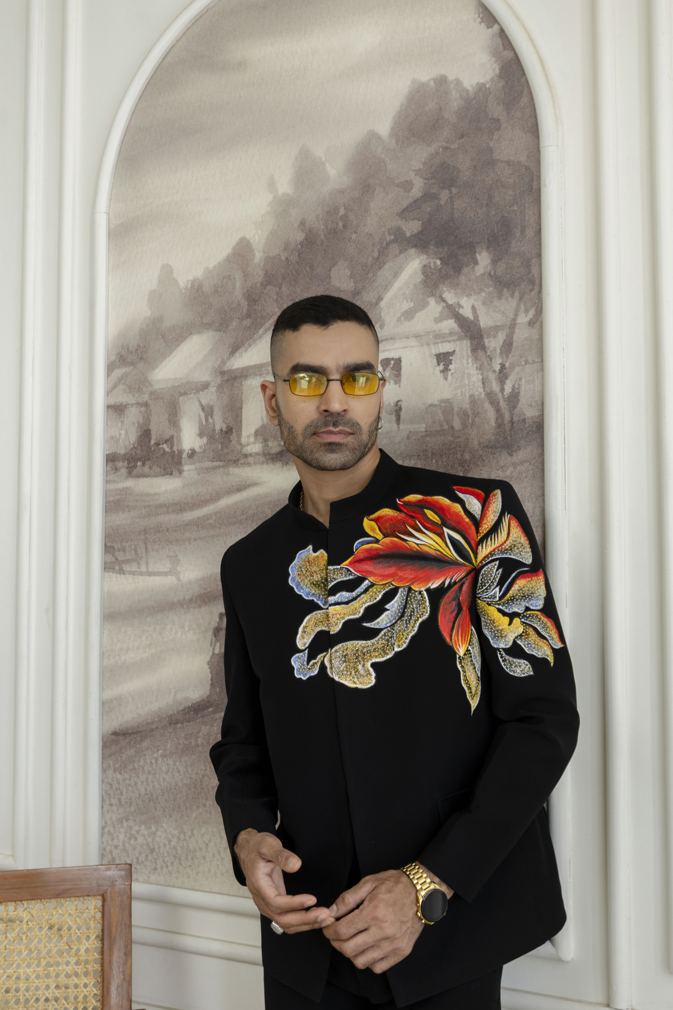 Flower Hand-Paint Jodhpuri In Black
