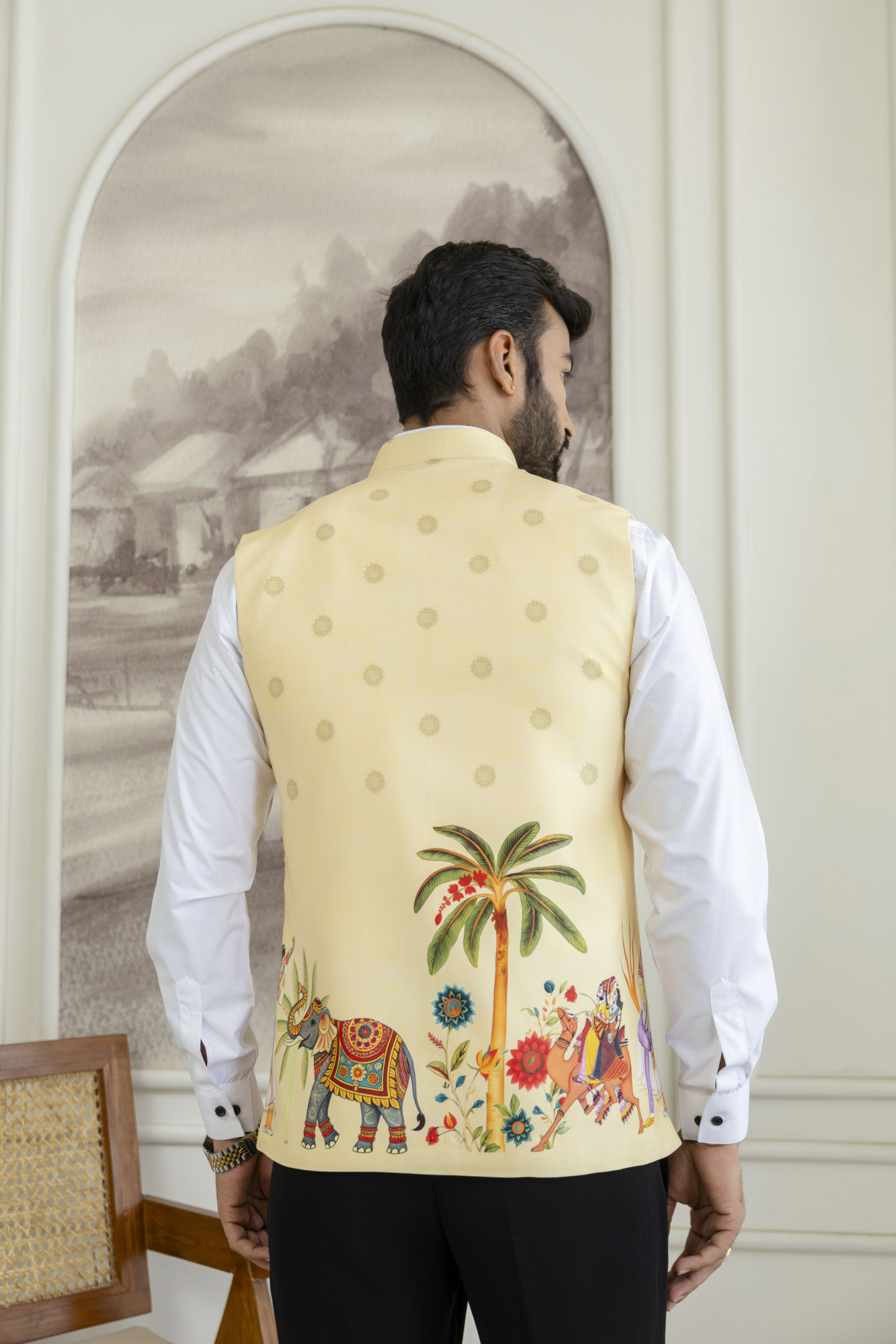 Printed Half Jacket In Lemon