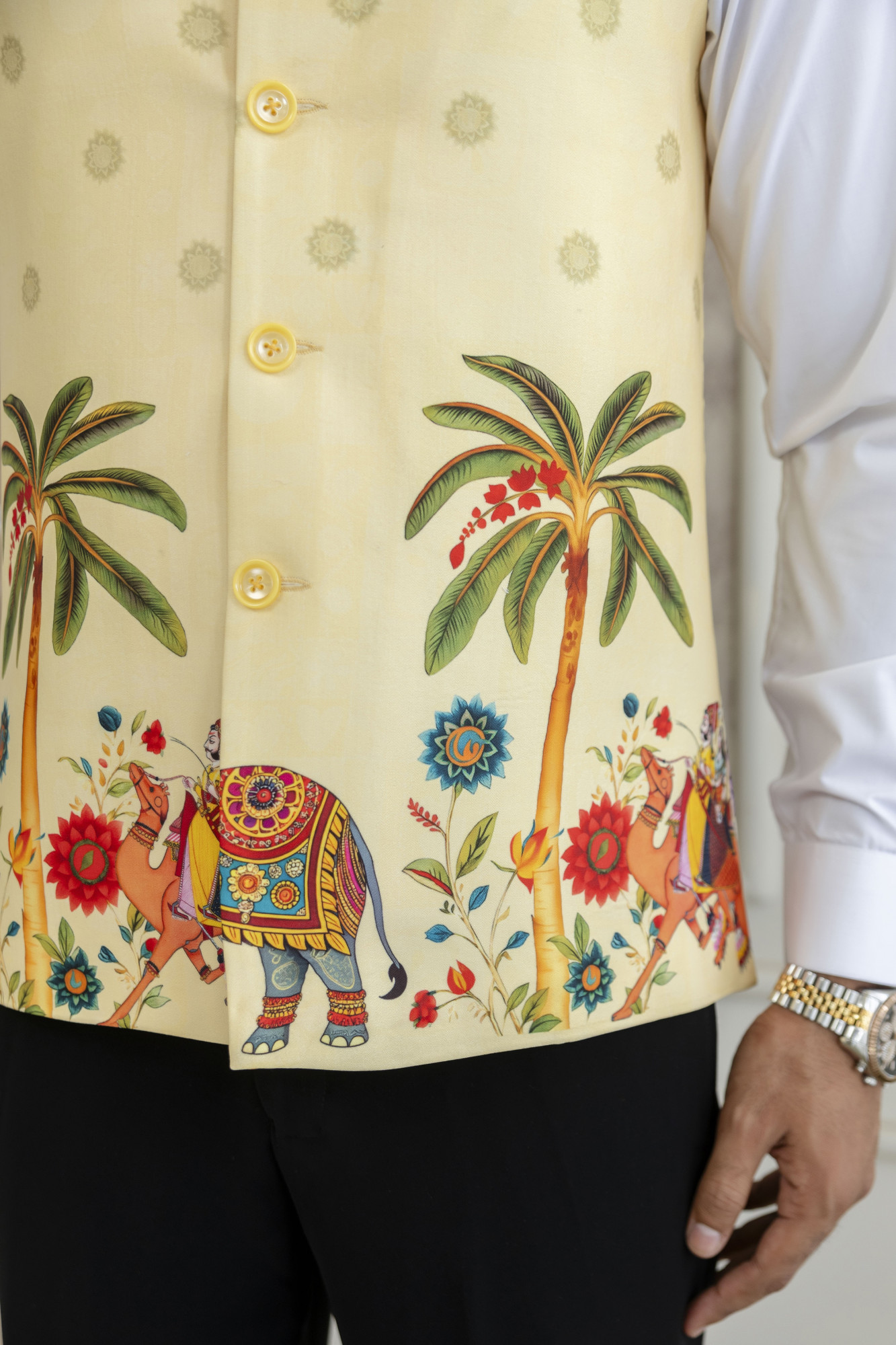 Printed Half Jacket In Lemon