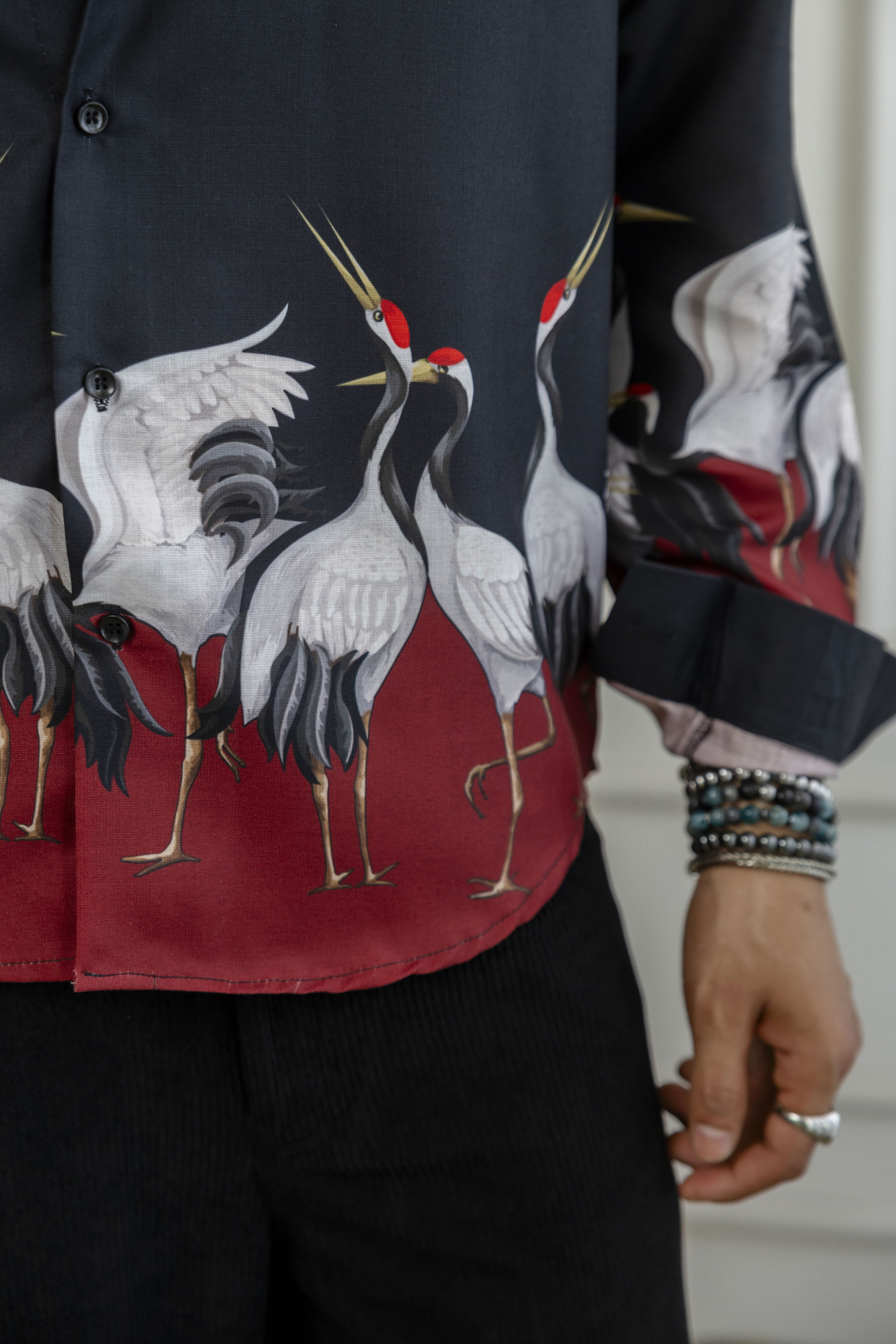 Flamingo Flowing Shirt in Black