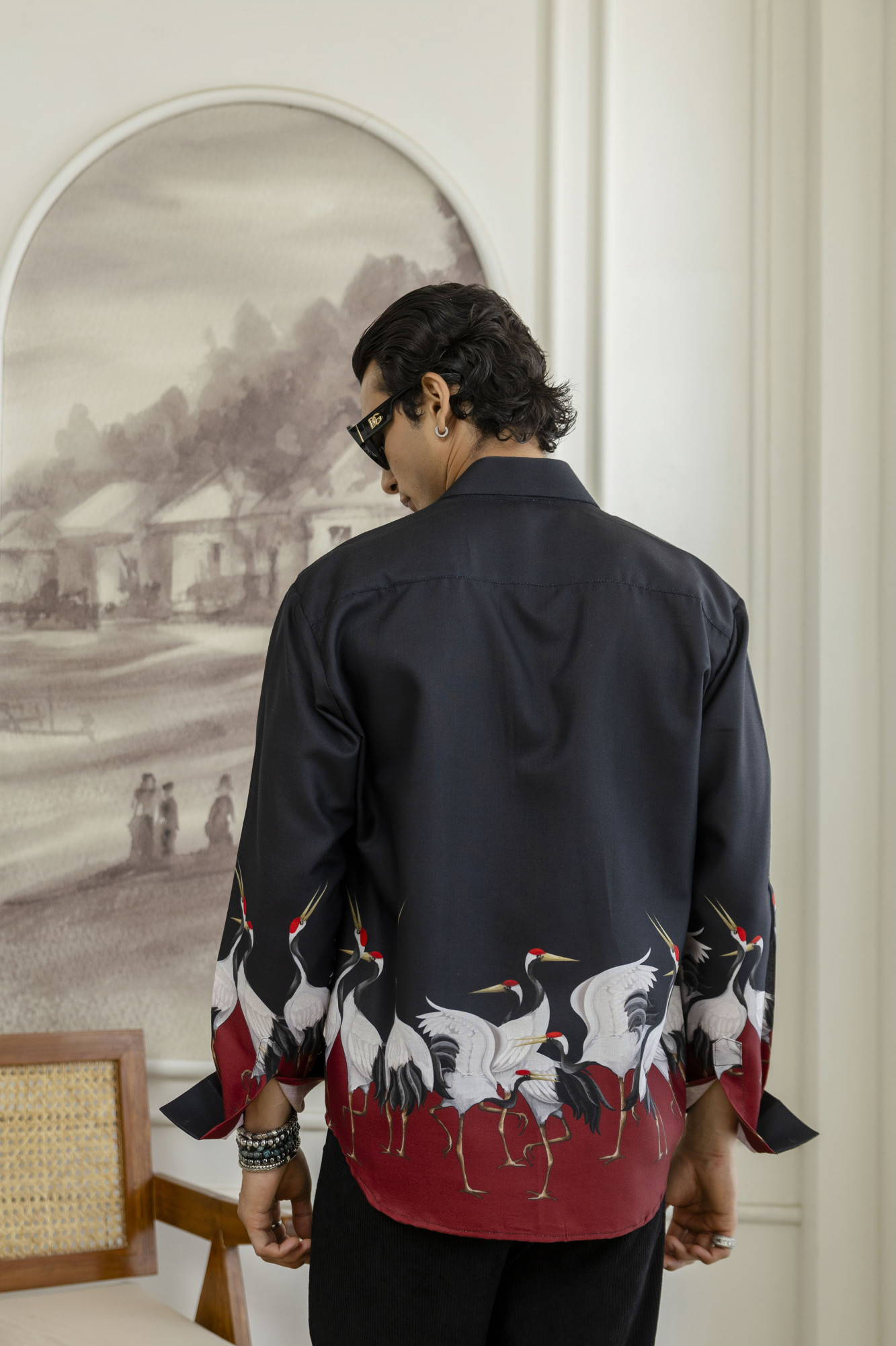 Flamingo Flowing Shirt in Black