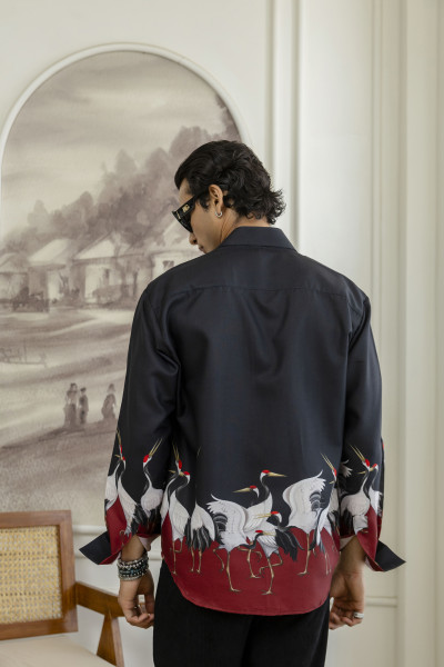 Flamingo Flowing Shirt in Black