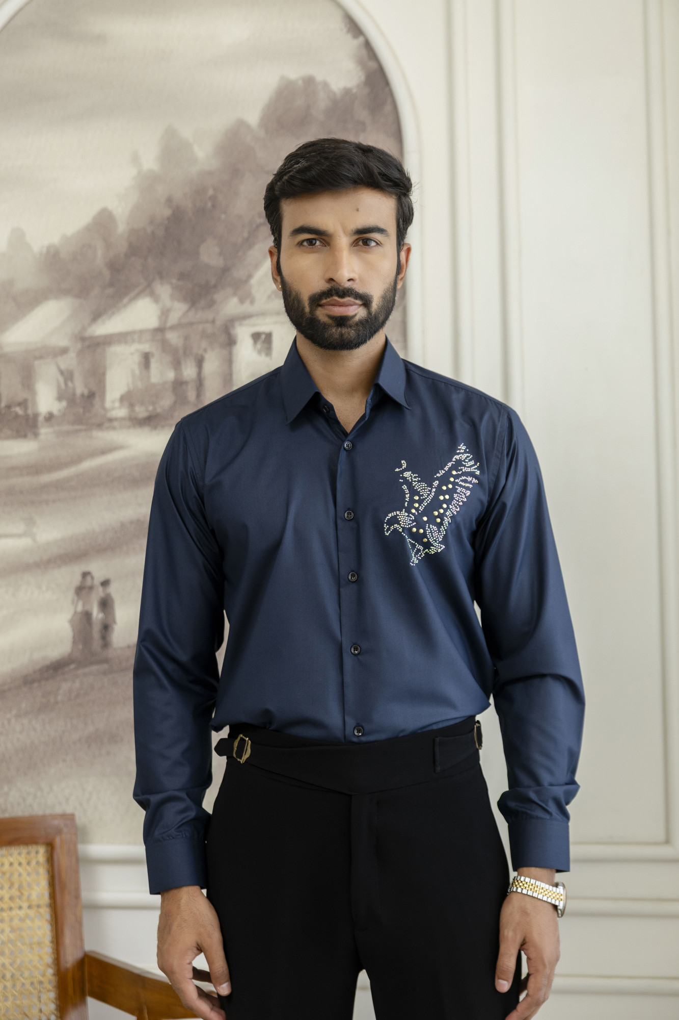 Hotfix Bird Shirt In Blue
