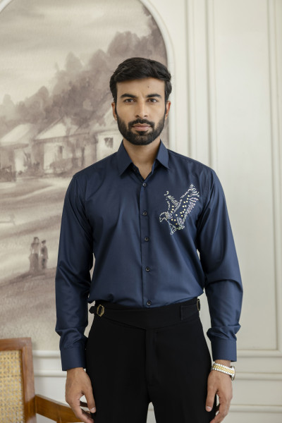 Hotfix Bird Shirt In Blue