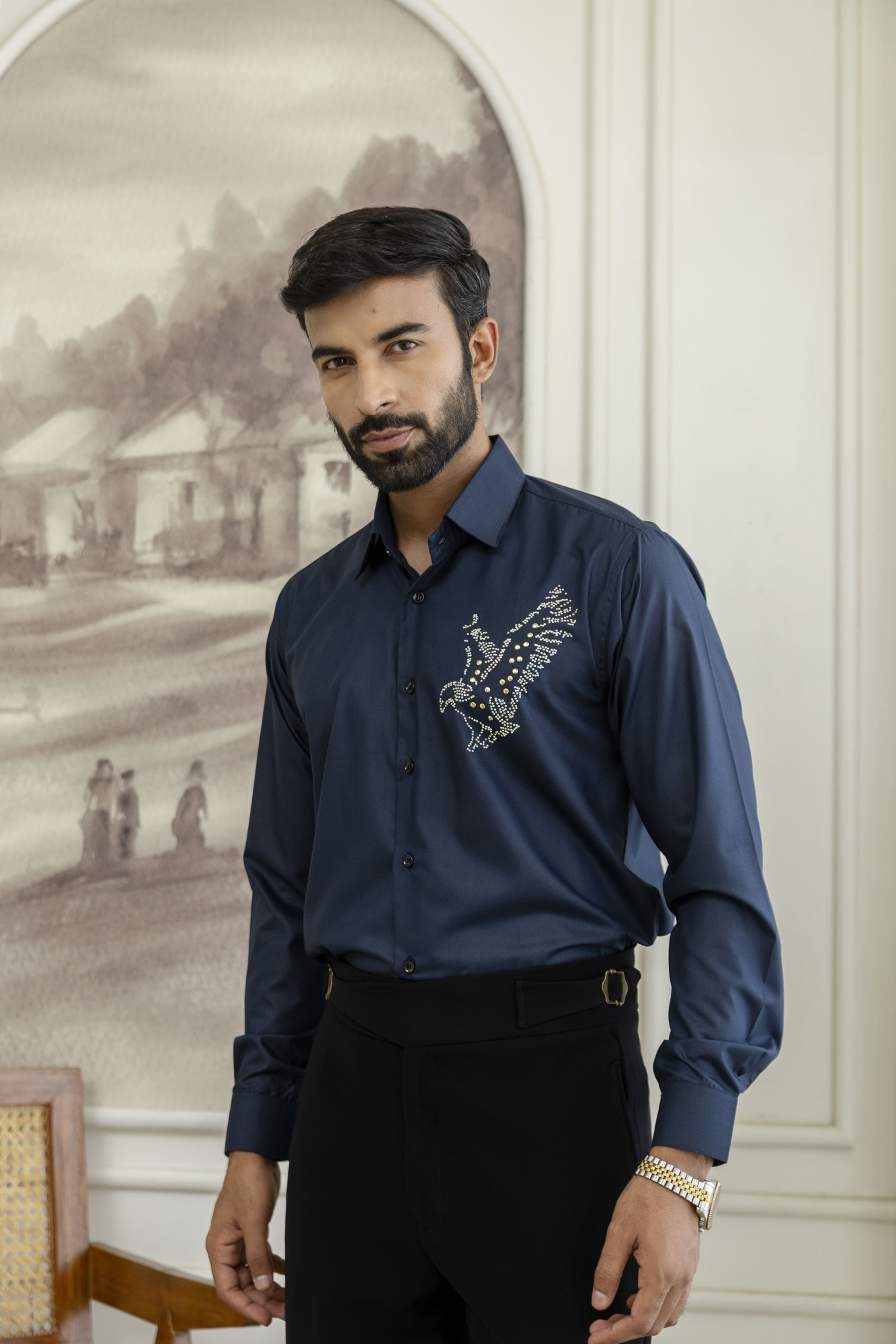 Hotfix Bird Shirt In Blue