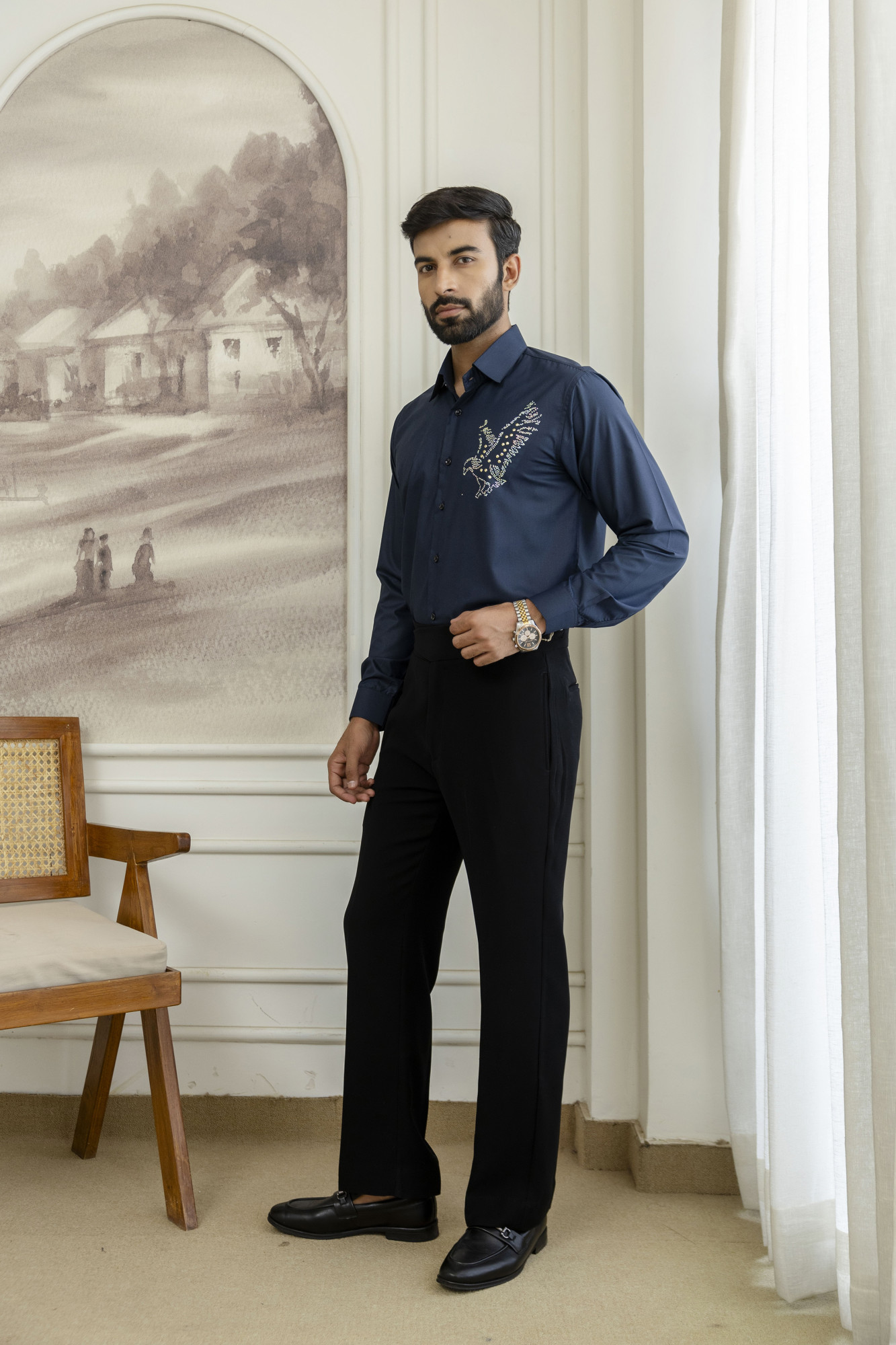 Hotfix Bird Shirt In Blue