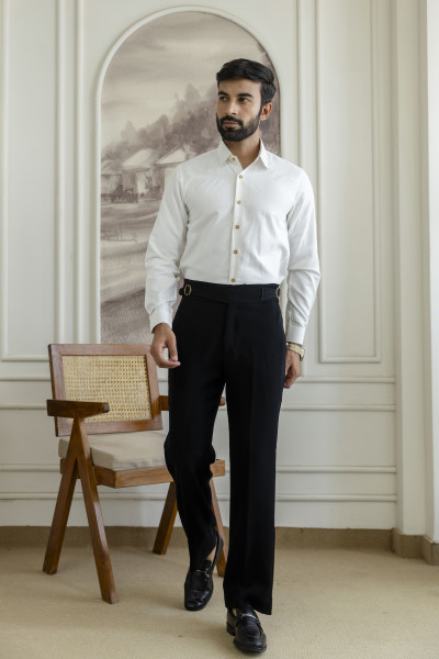 Laser Velvet Formal Shirt In White