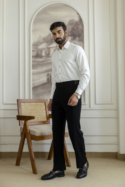 Laser Velvet Formal Shirt In White