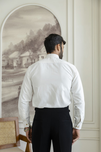 Laser Velvet Formal Shirt In White