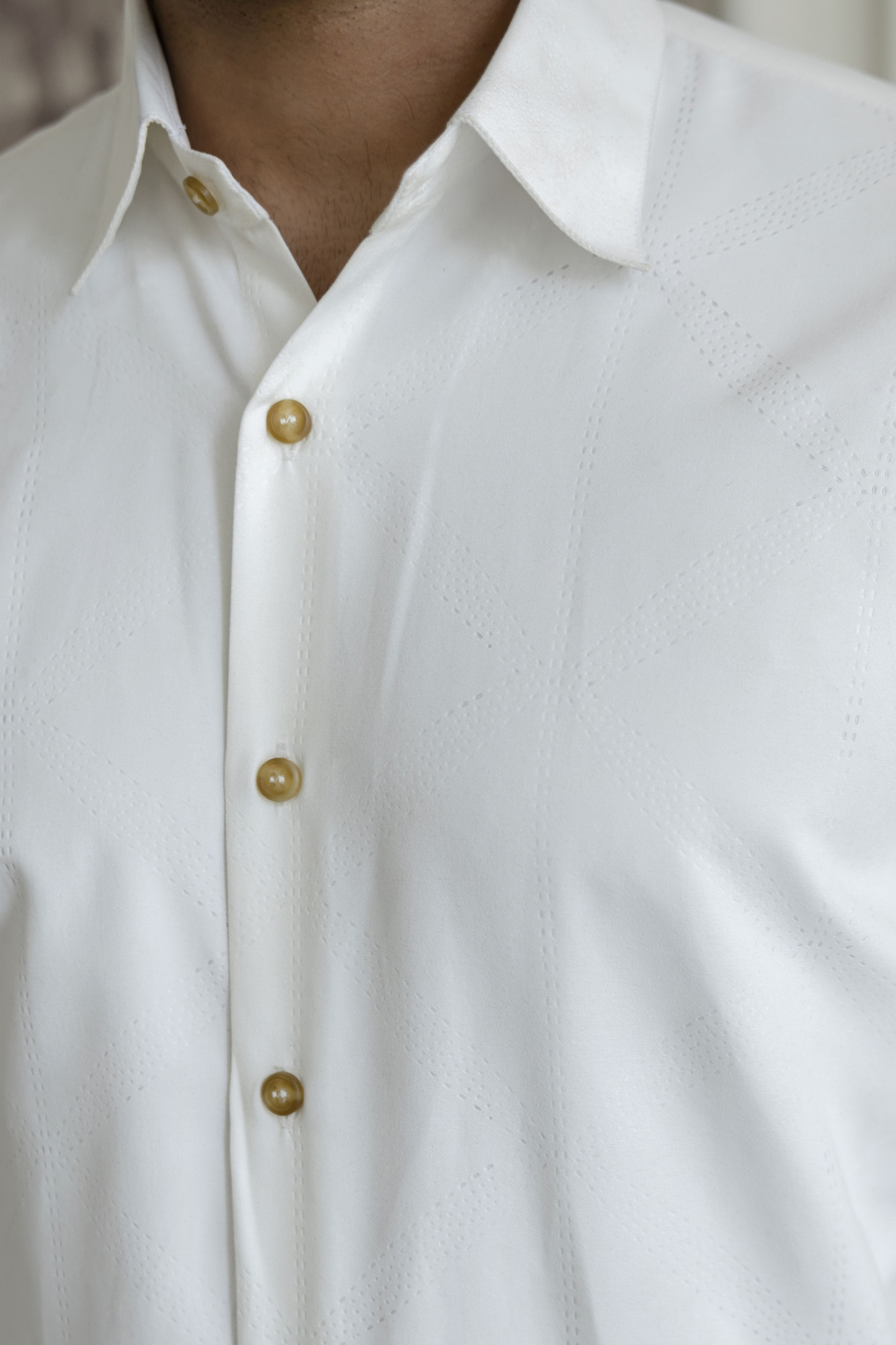 Laser Velvet Formal Shirt In White