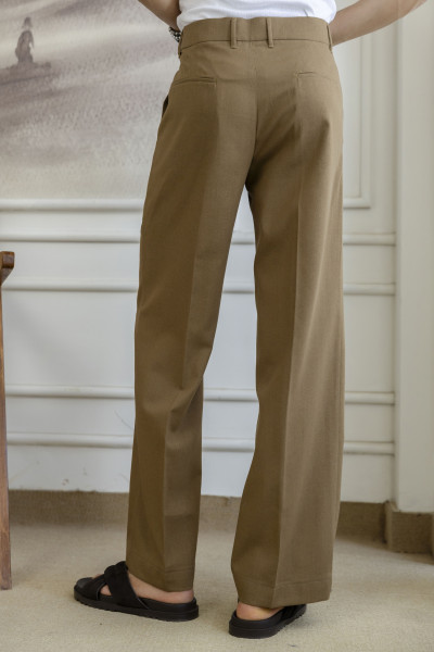 Flared Linen Pants In Mustard