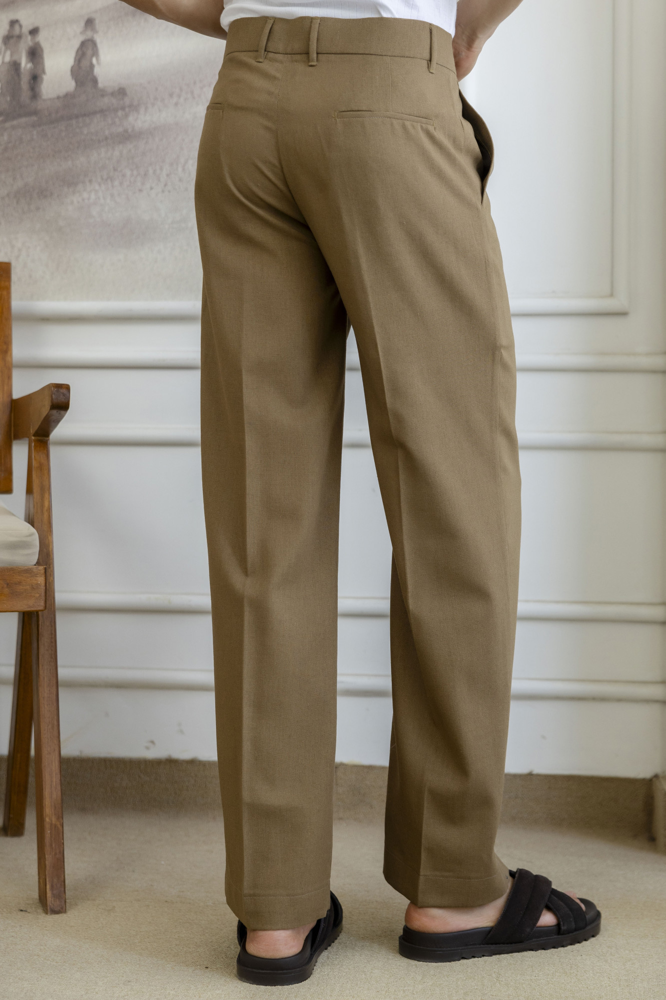 Flared Linen Pants In Mustard