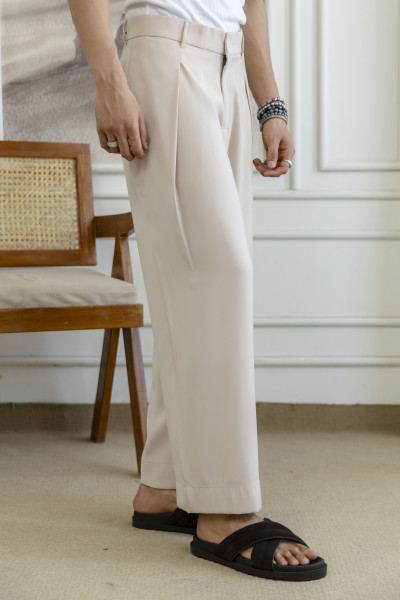 Overfold Draped Trousers In Beige