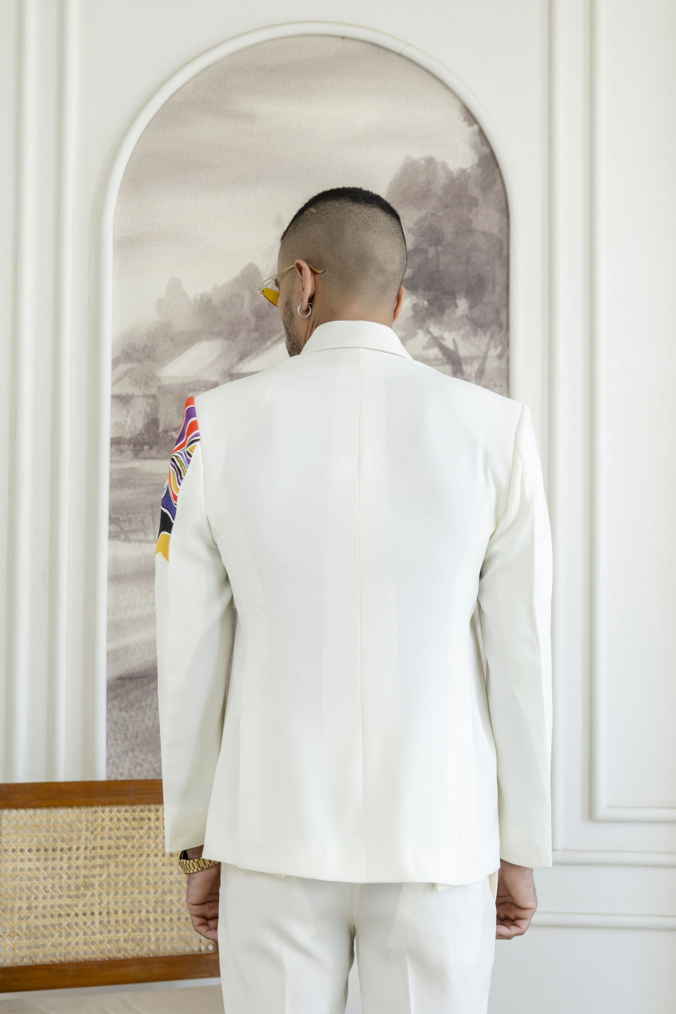 Hand Painted Zip Shacket In Off-White