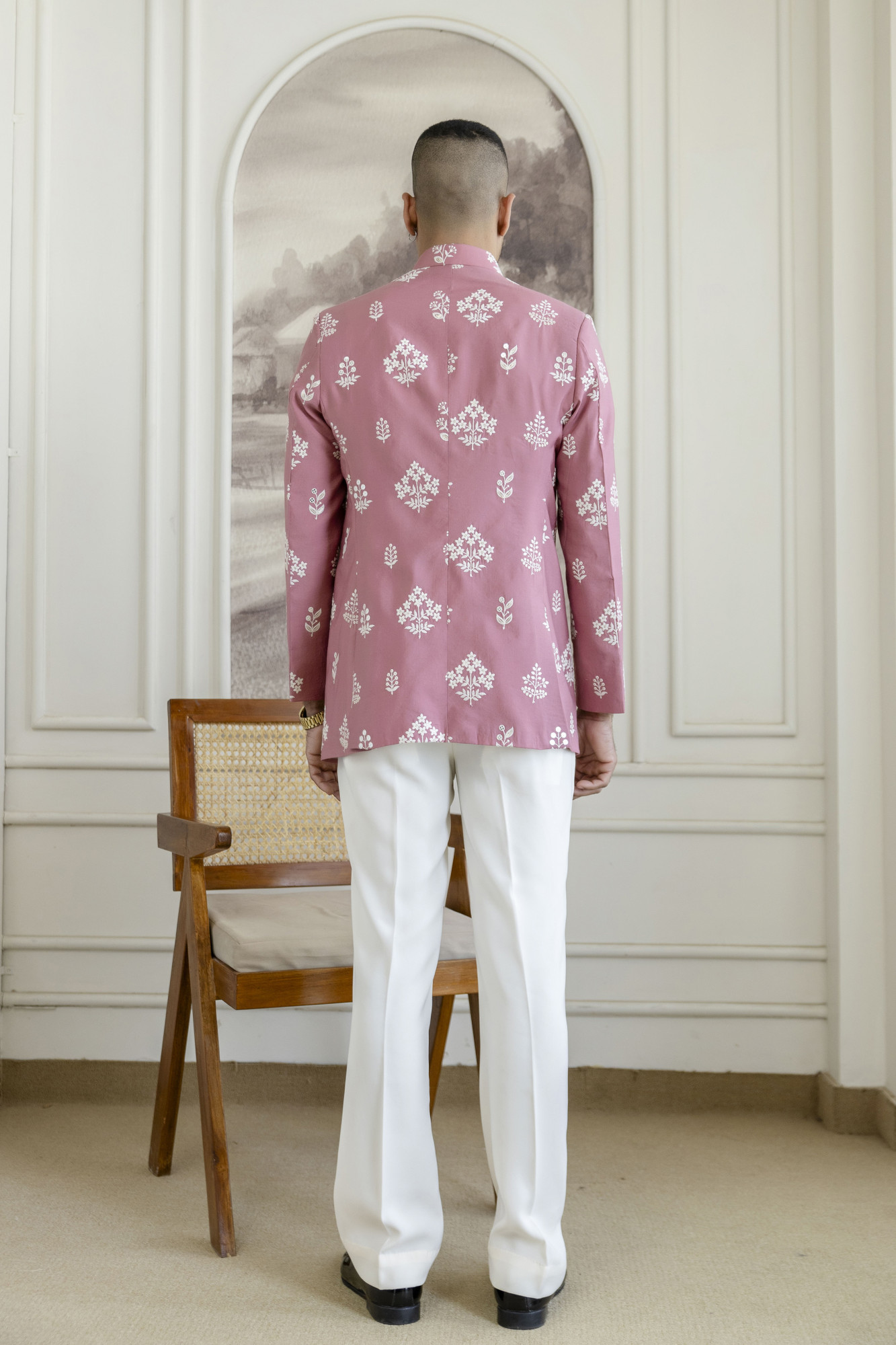 Embroidered Achkan In Pink