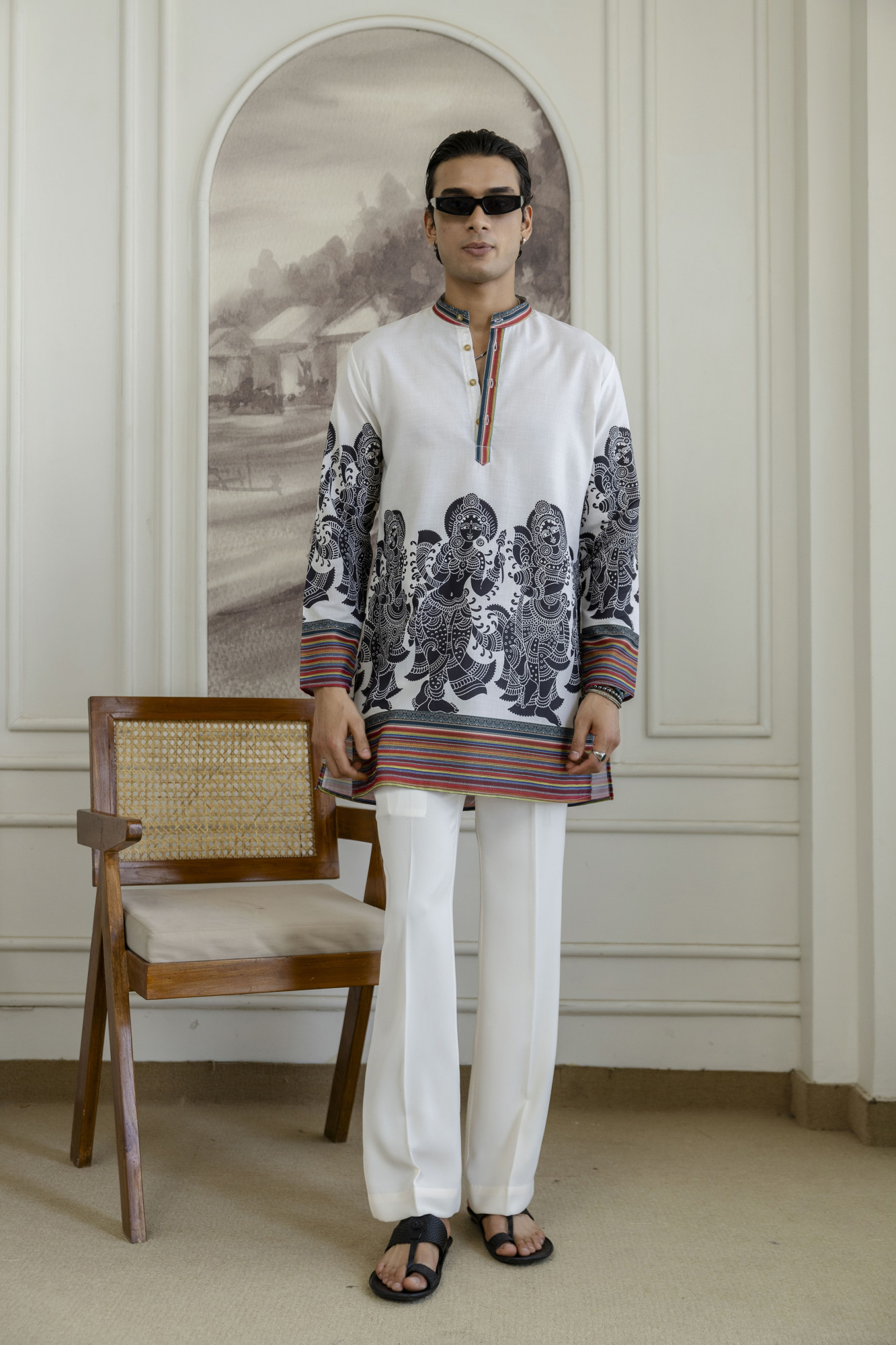 Printed Kurta In White