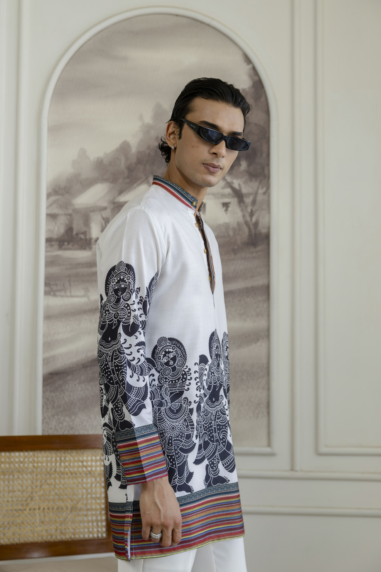 Printed Kurta In White