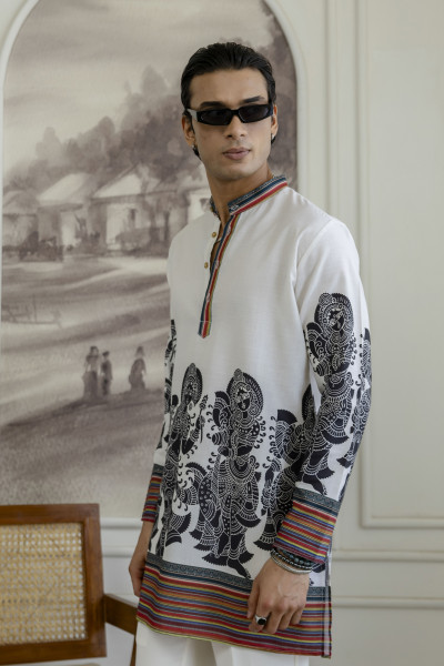 Printed Kurta In White