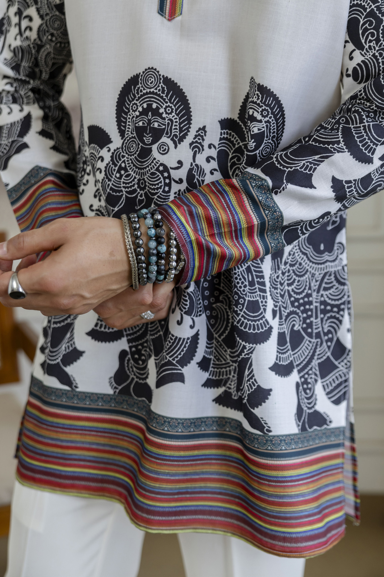 Printed Kurta In White