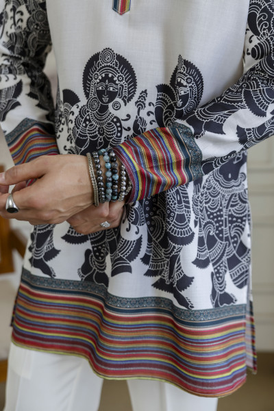 Printed Kurta In White