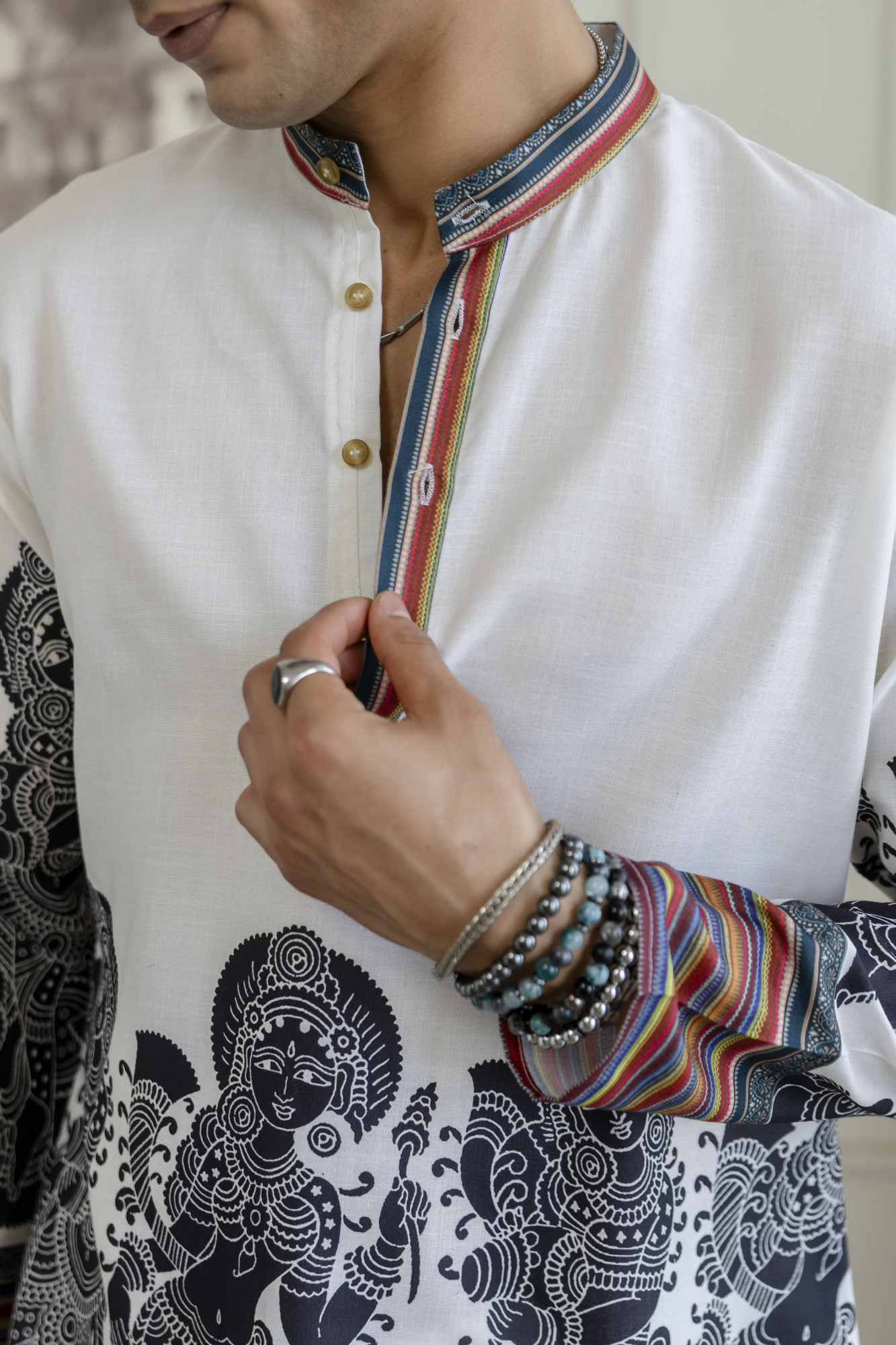 Printed Kurta In White