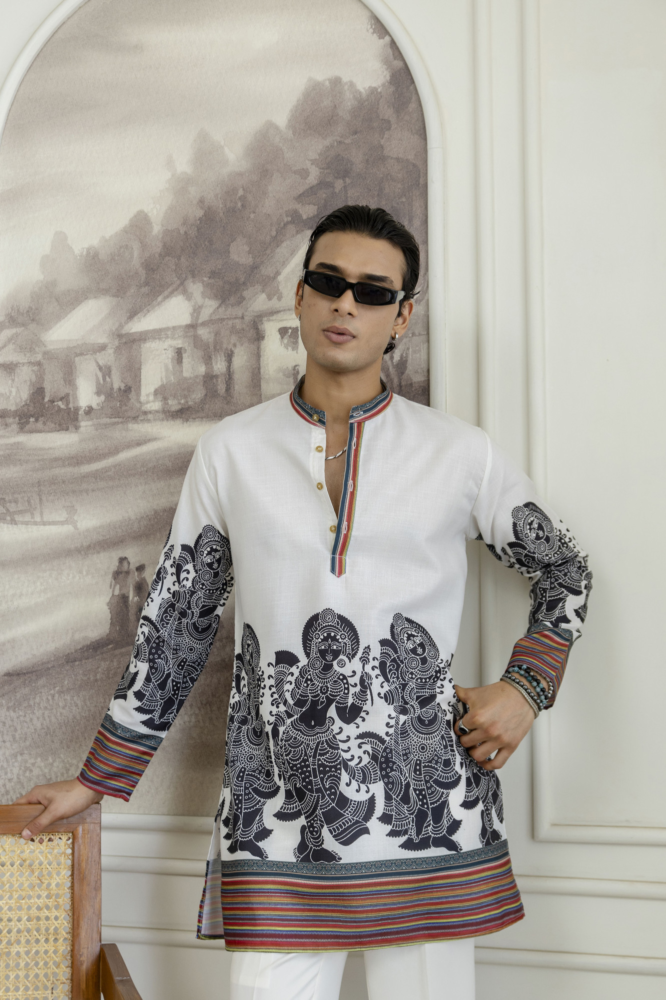 Printed Kurta In White