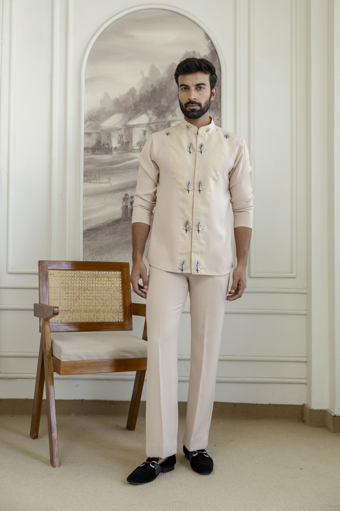 Japanese Open Shirt Kurta In Beige