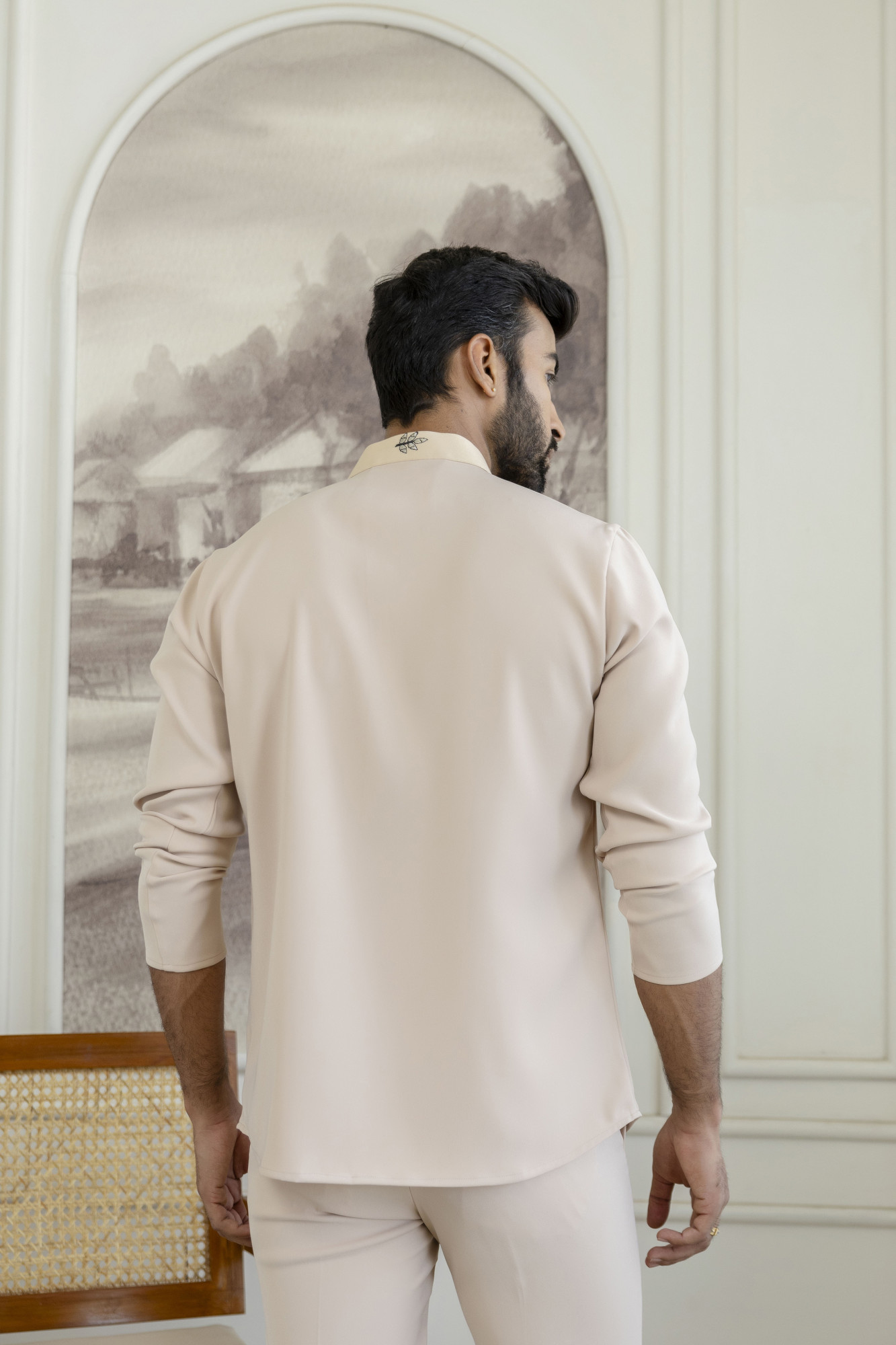 Japanese Open Shirt Kurta In Beige