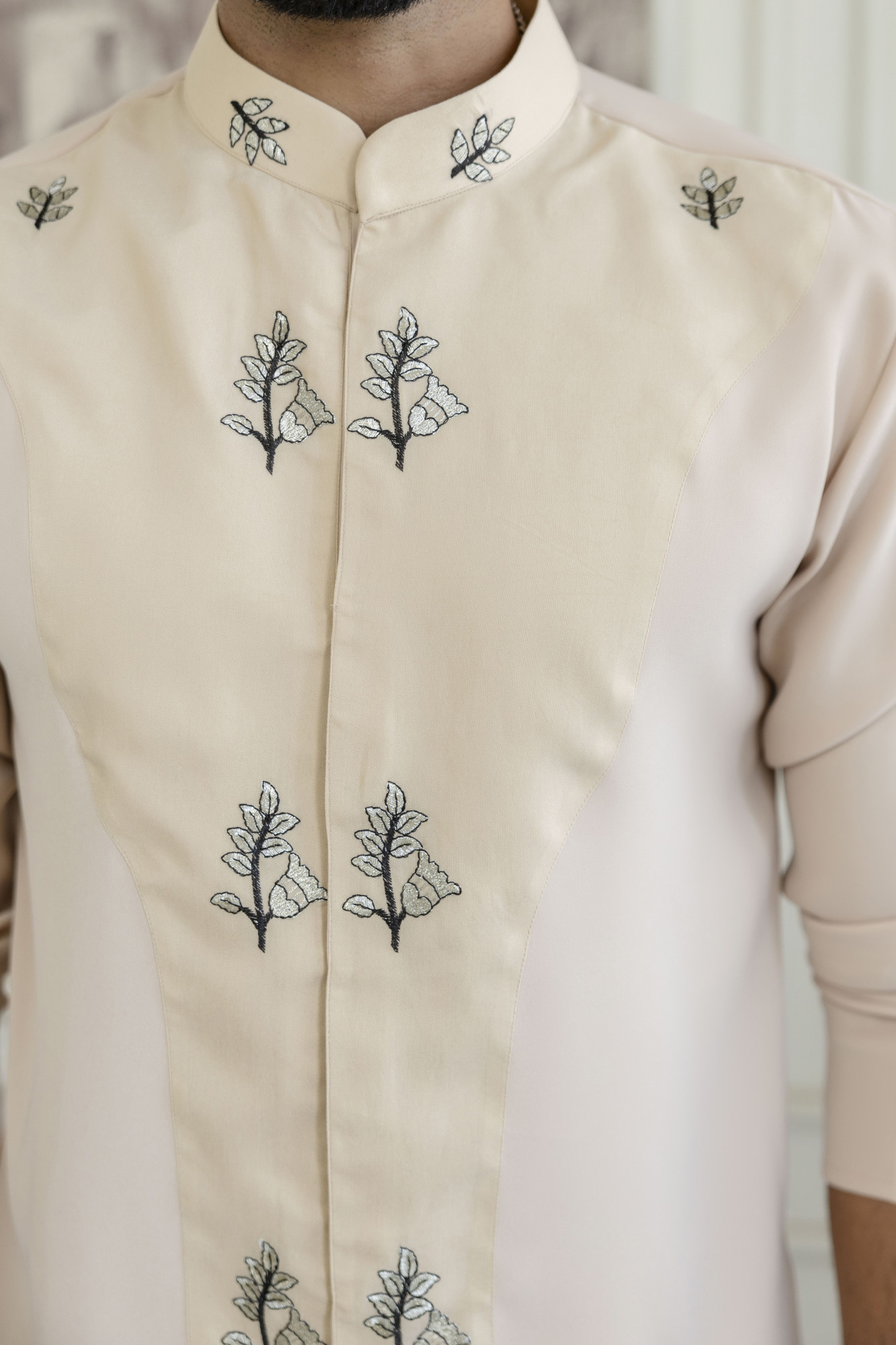 Japanese Open Shirt Kurta In Beige