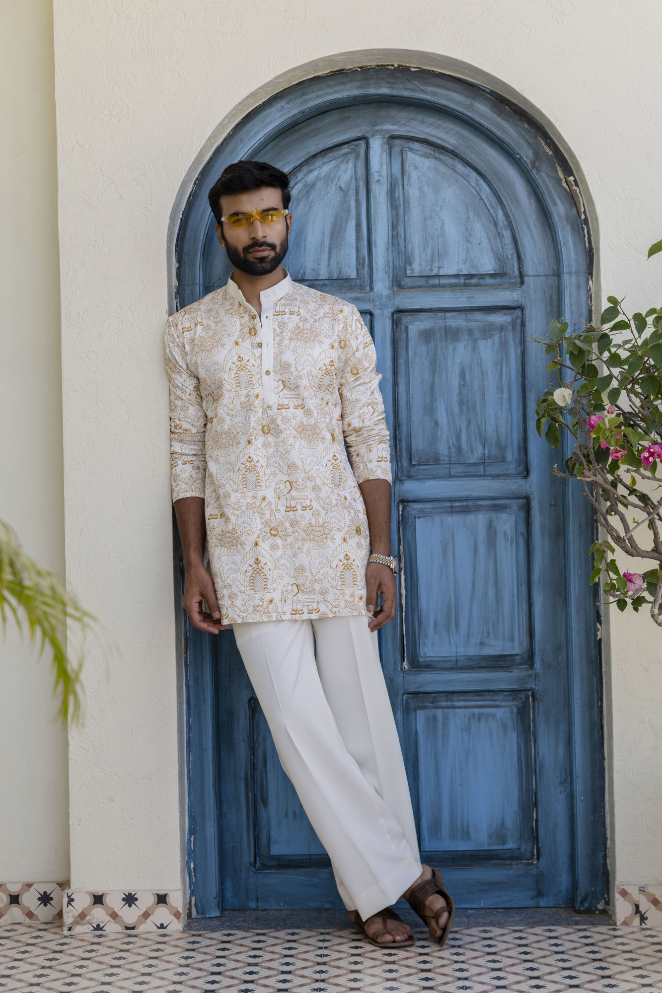 Embroidered Short Kurta In Yellow