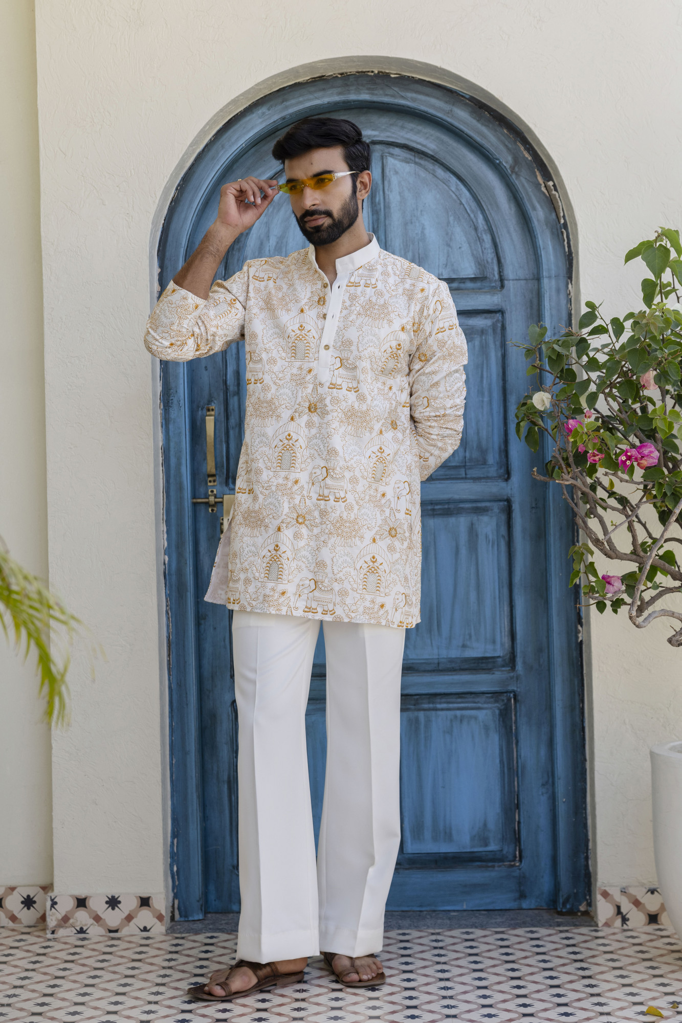 Embroidered Short Kurta In Yellow