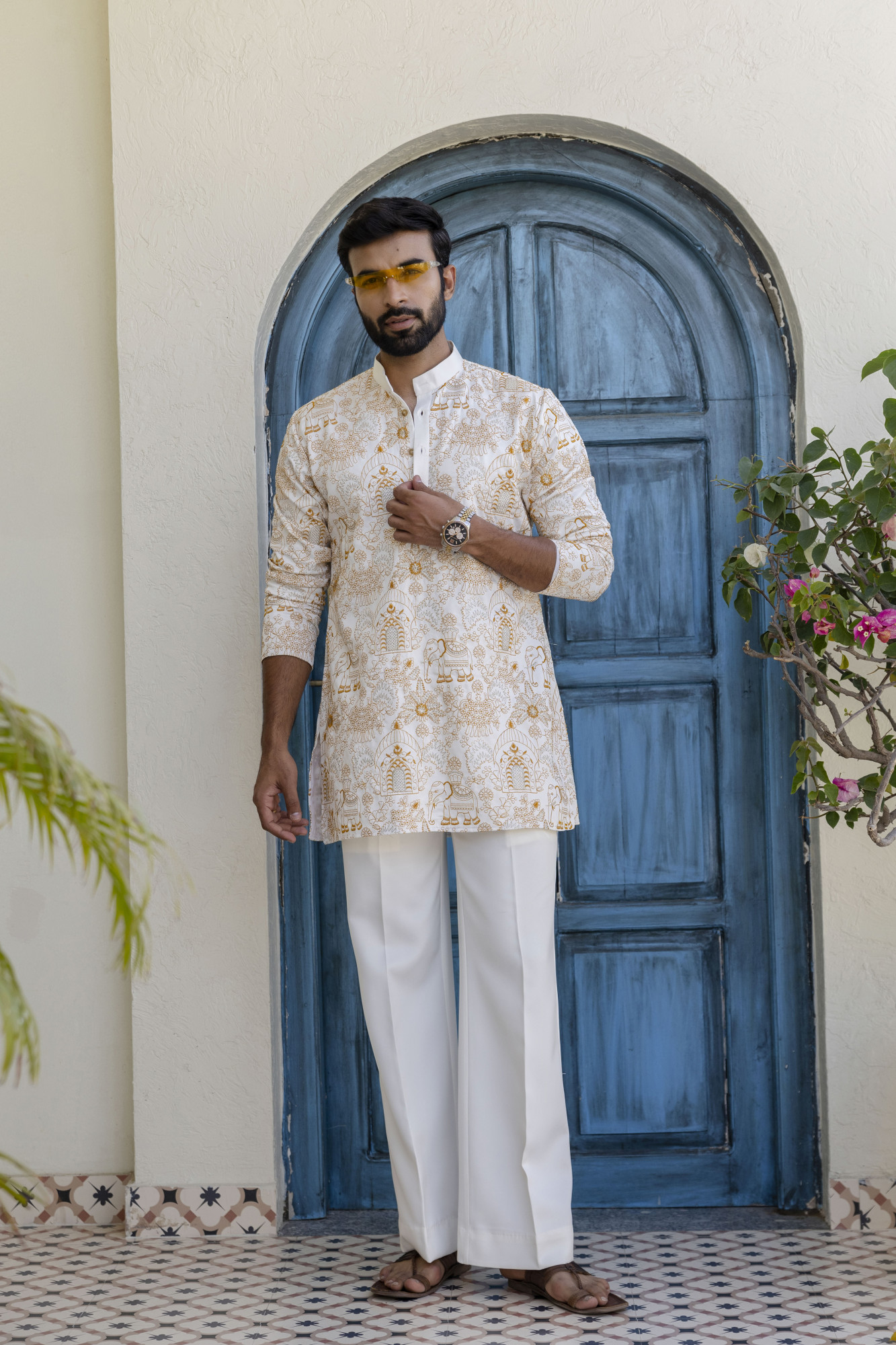 Embroidered Short Kurta In Yellow