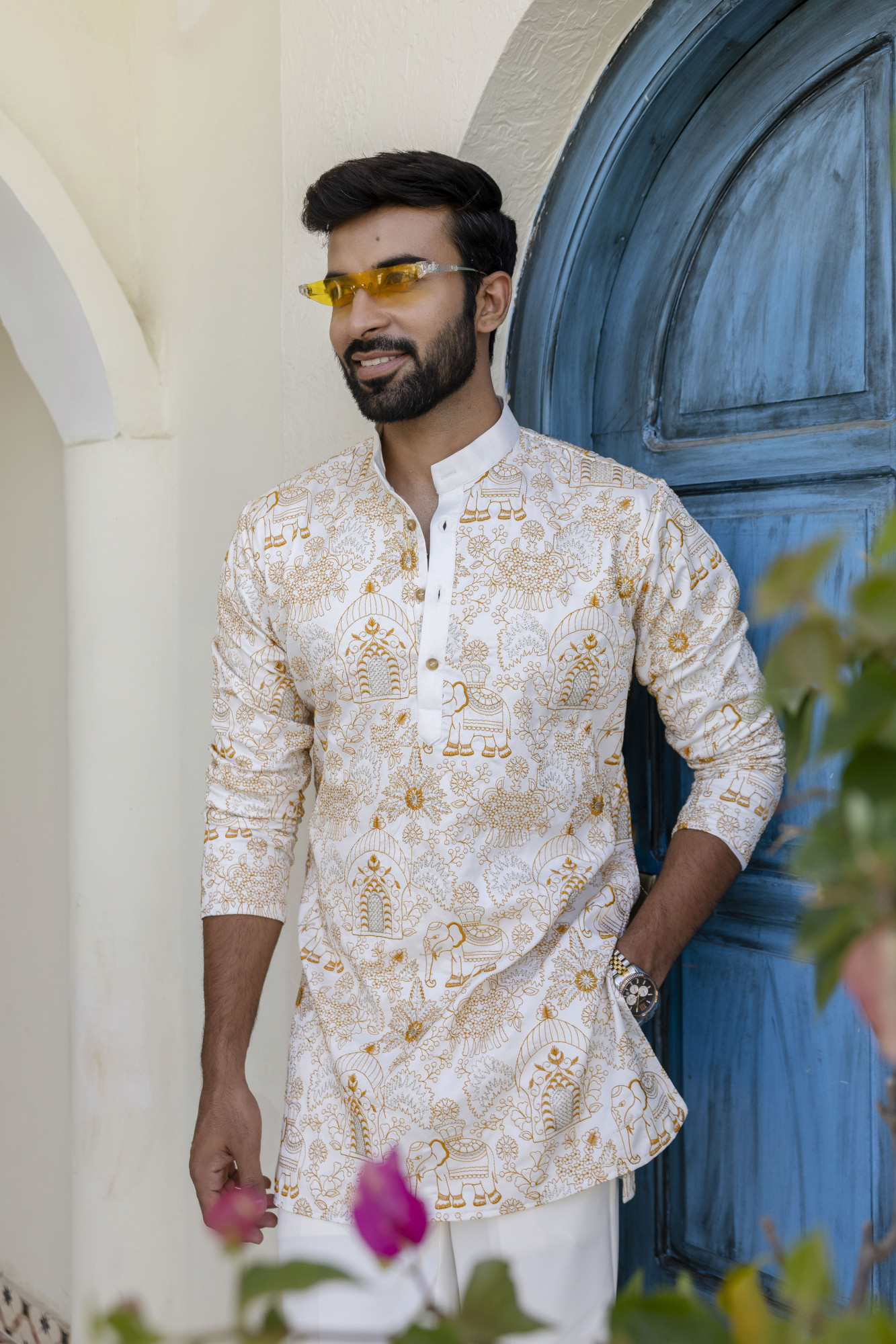 Embroidered Short Kurta In Yellow