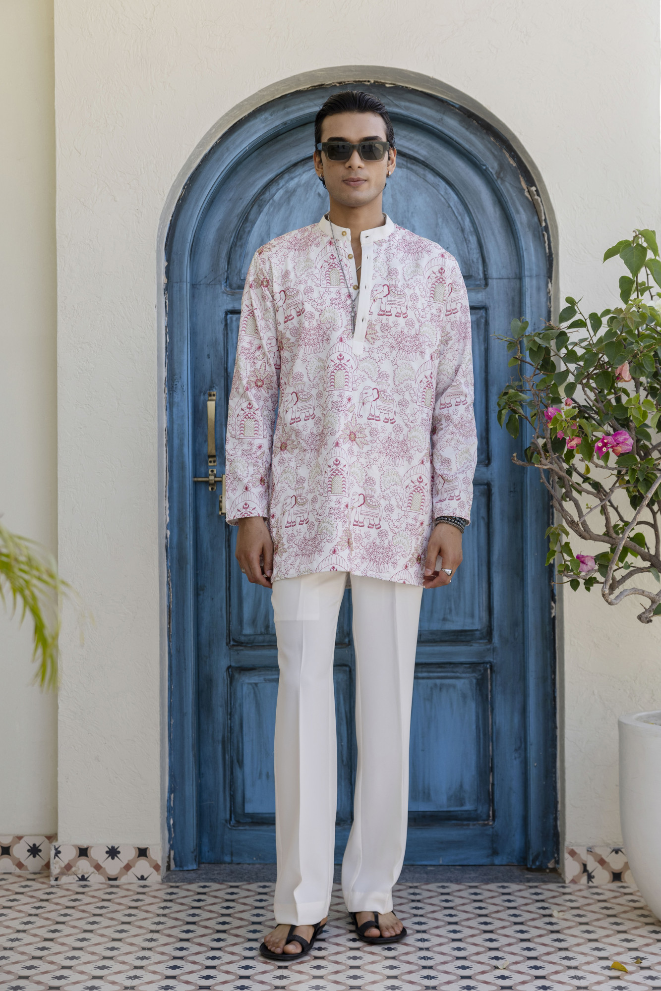 Embroidered Short Kurta In Pink