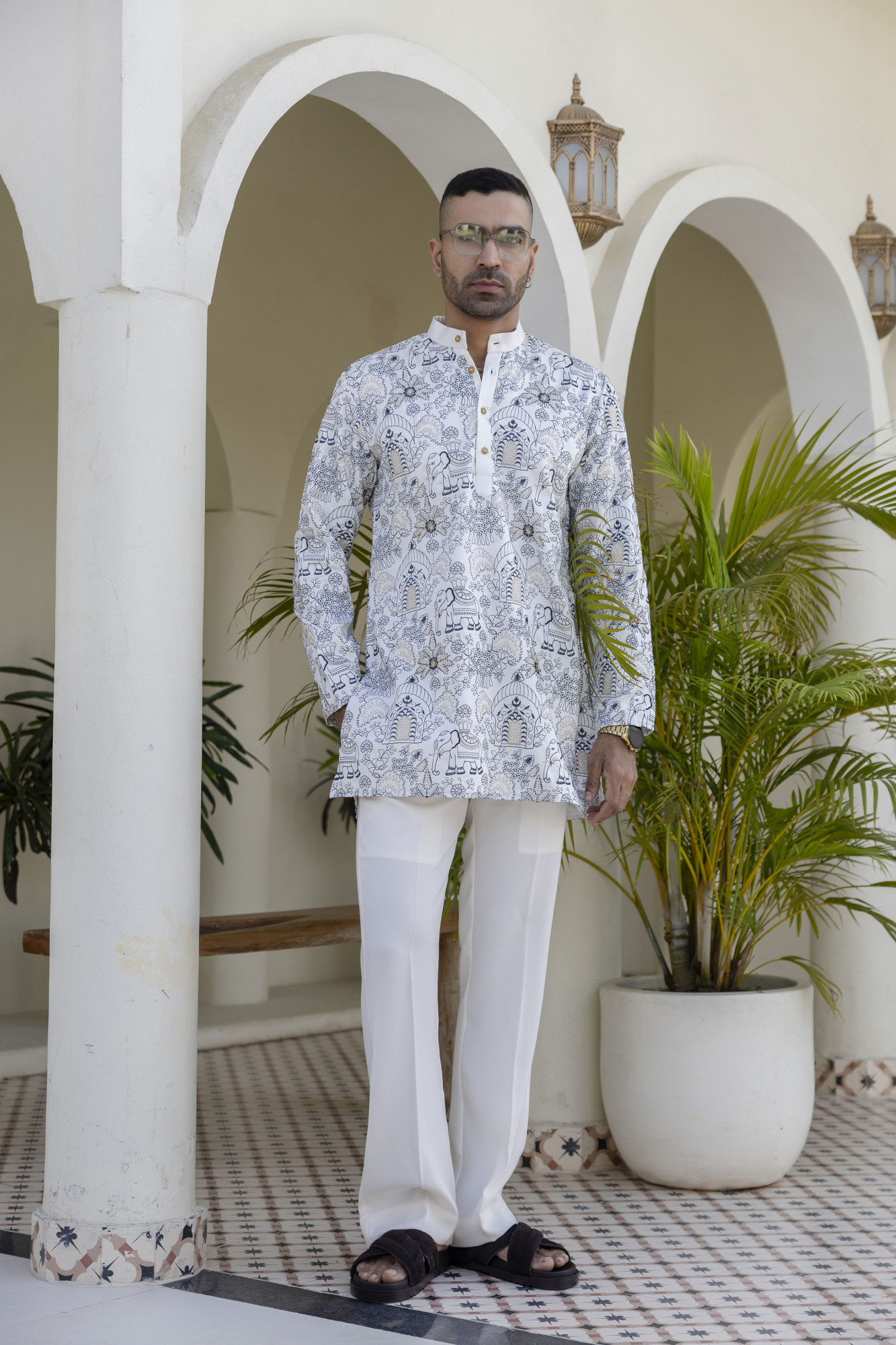 Embroidered Short Kurta In Blue
