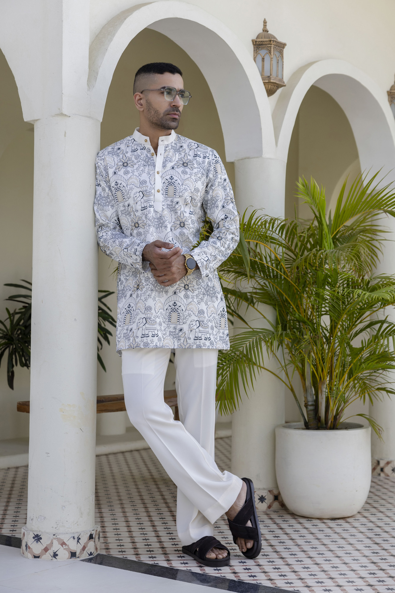 Embroidered Short Kurta In Blue