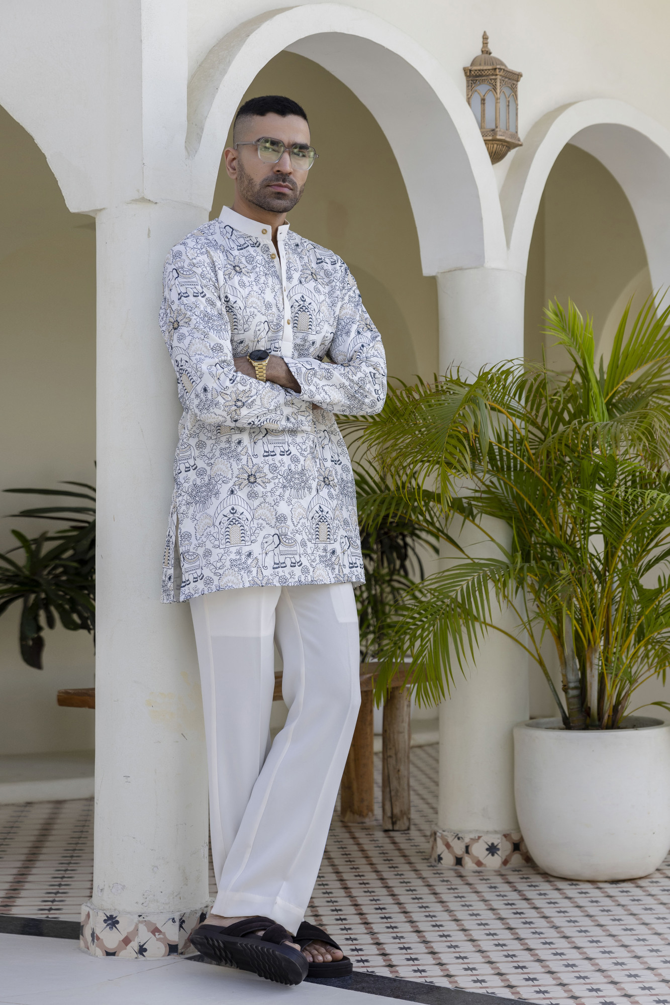 Embroidered Short Kurta In Blue