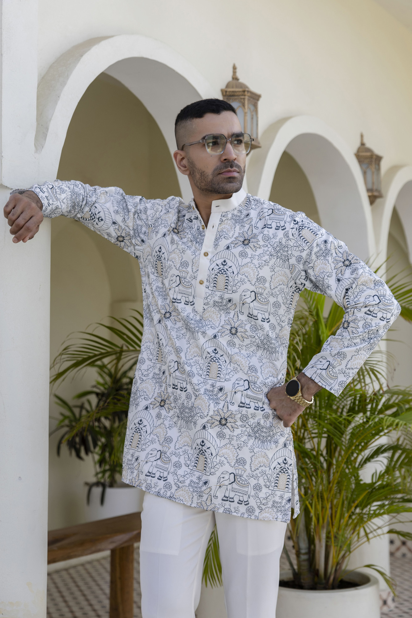 Embroidered Short Kurta In Blue