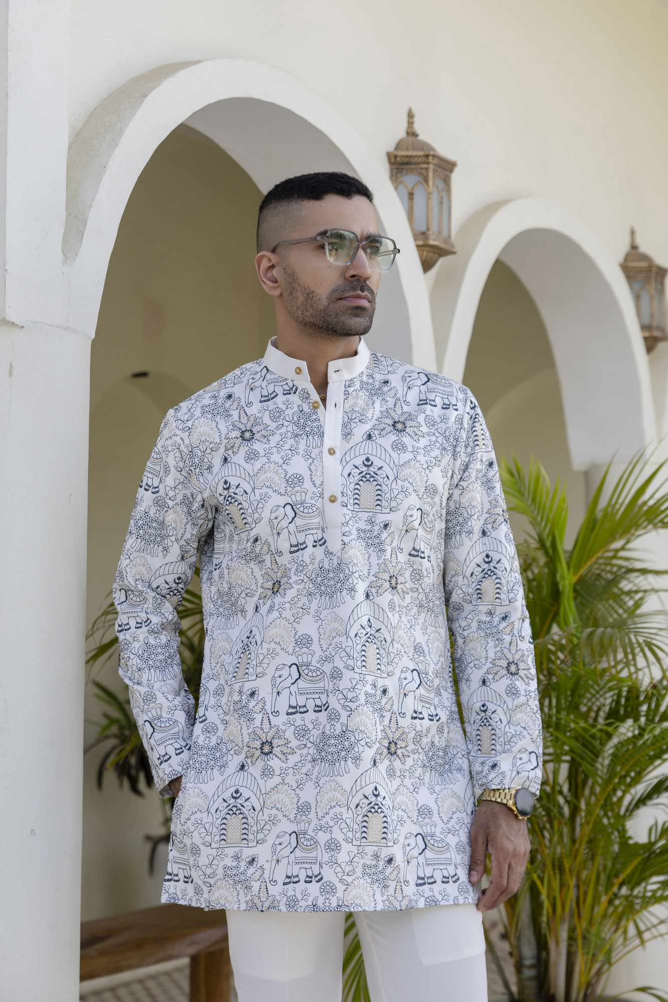 Embroidered Short Kurta In Blue