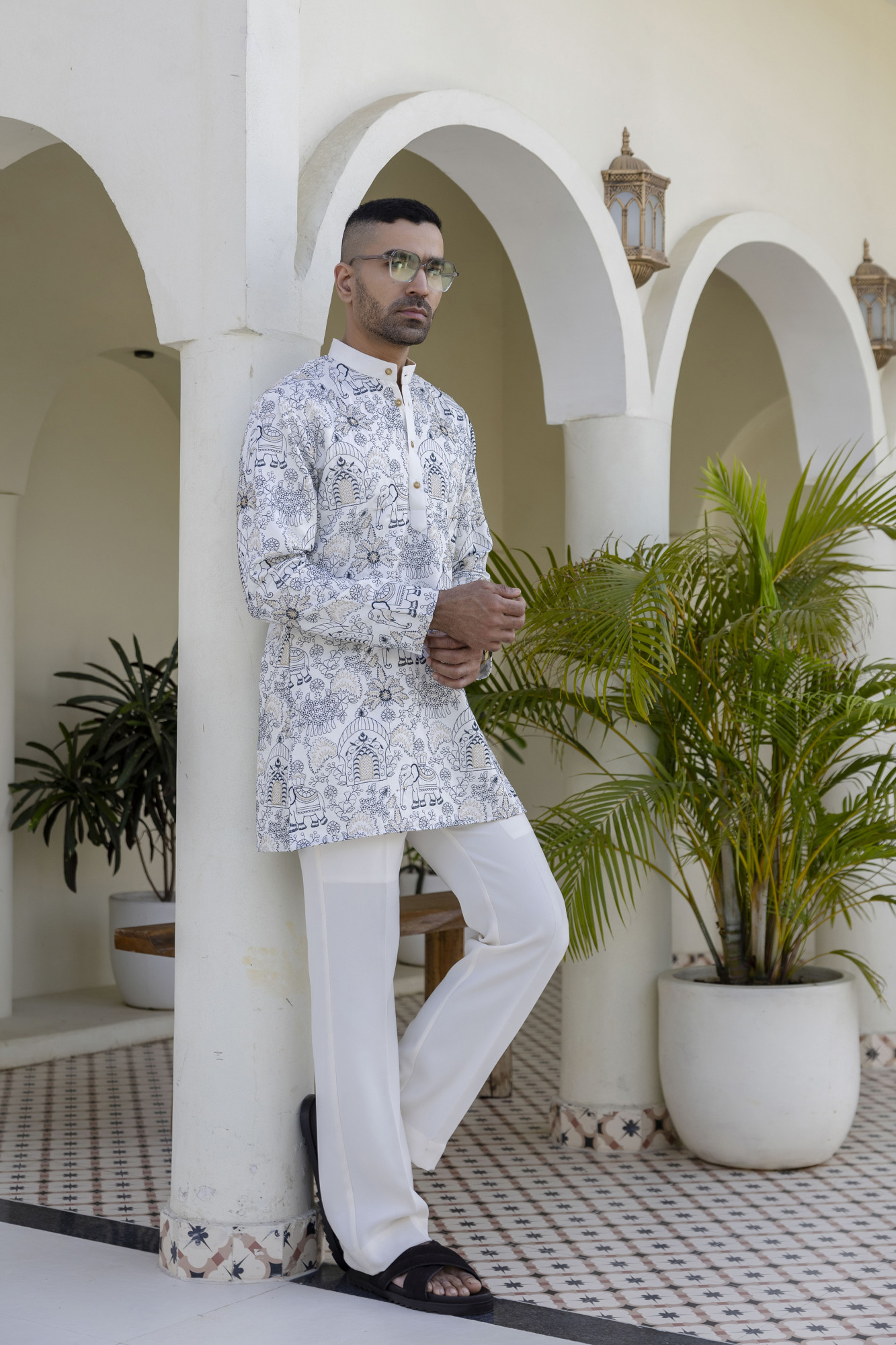 Embroidered Short Kurta In Blue