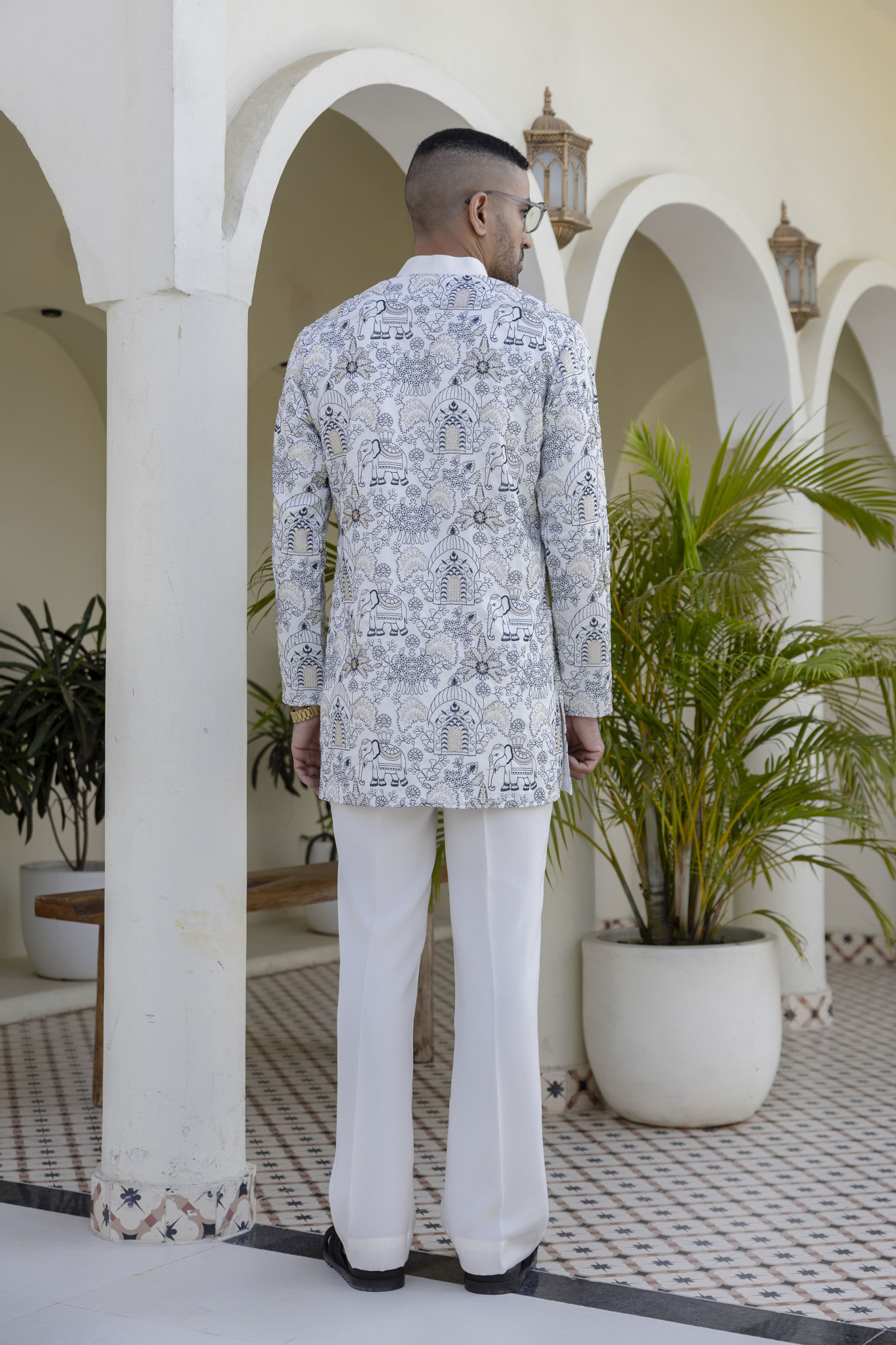 Embroidered Short Kurta In Blue