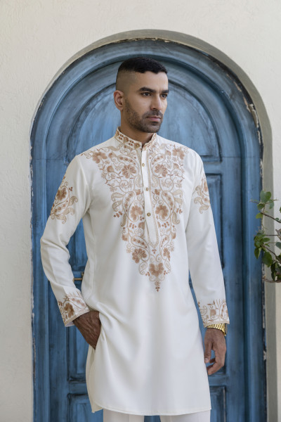 Neck Embroidered Kurta In Armani