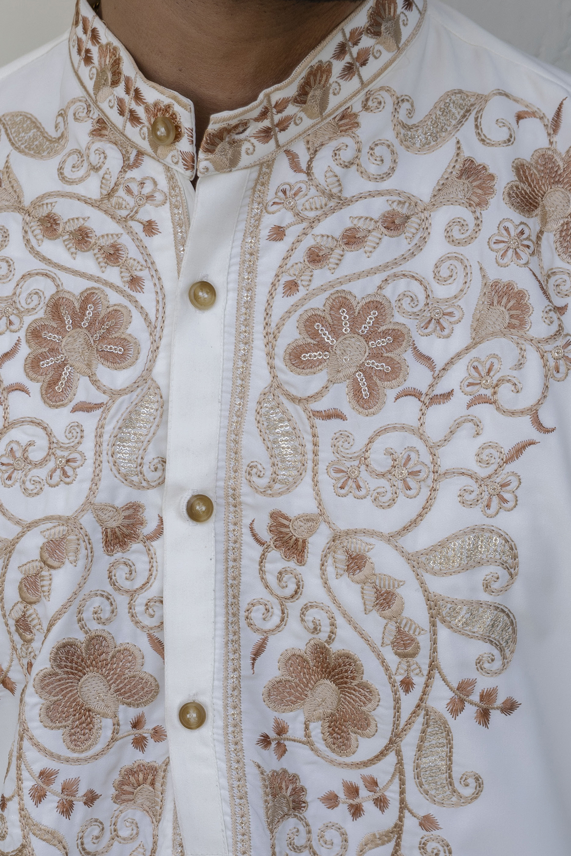 Neck Embroidered Kurta In Armani